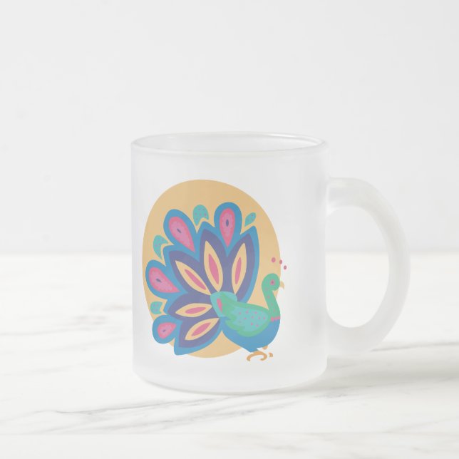 Caneca De Café Vidro Jateado Peacock Um bonito (Direita)