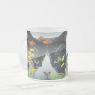 Caneca De Café Vidro Jateado Peering de Gato de Fotografia Personalizado no Tan