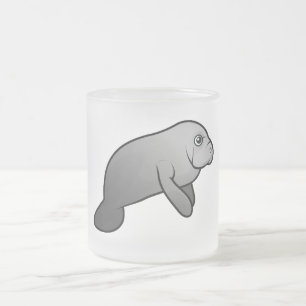 Caneca De Café Vidro Jateado Peixe-boi bonito