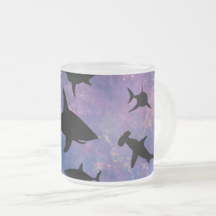 Caneca De Café Vidro Jateado Peixe-tubarão simples mandíbulas-baleias padrão ga