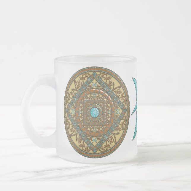 Caneca De Café Vidro Jateado Peixes Mandala Mug (Esquerda)
