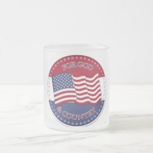 Caneca De Café Vidro Jateado Pela Deus E Pátria - redondo com 50 estrelas Bande