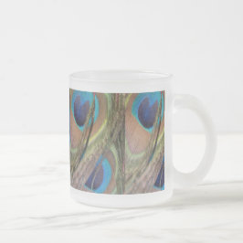 Caneca De Café Vidro Jateado Penas de Peacock Brilhante Fosco