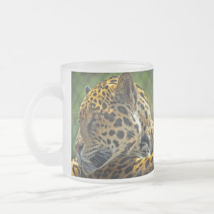 Caneca De Café Vidro Jateado Perfil Jaguar