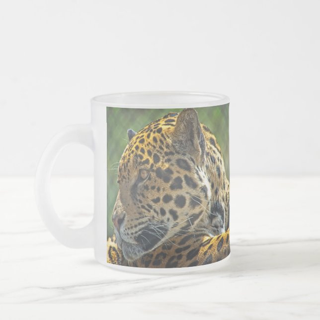 Caneca De Café Vidro Jateado Perfil Jaguar (Esquerda)