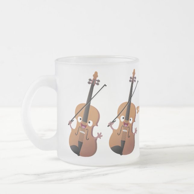 Caneca De Café Vidro Jateado Personagem de desenho animado musical de violino e (Esquerda)