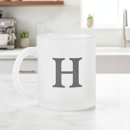 Caneca De Café Vidro Jateado Personalised Initial Mug – Custom Letter Coffee 