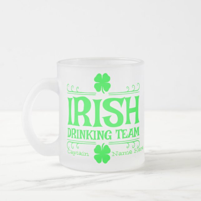 Caneca De Café Vidro Jateado Personalizar a equipe de Bebendos irlandesa (Esquerda)