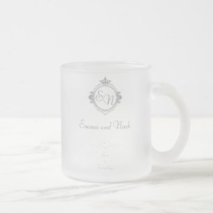 Caneca De Café Vidro Jateado Personalizar os nomes, as iniciais e a frase Amor