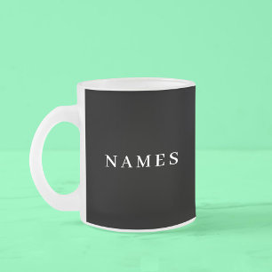 Caneca De Café Vidro Jateado Personalizar preto simples adicione seu nome legan