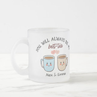 Caneca De Café Vidro Jateado Personalized Best-Tea Couple  