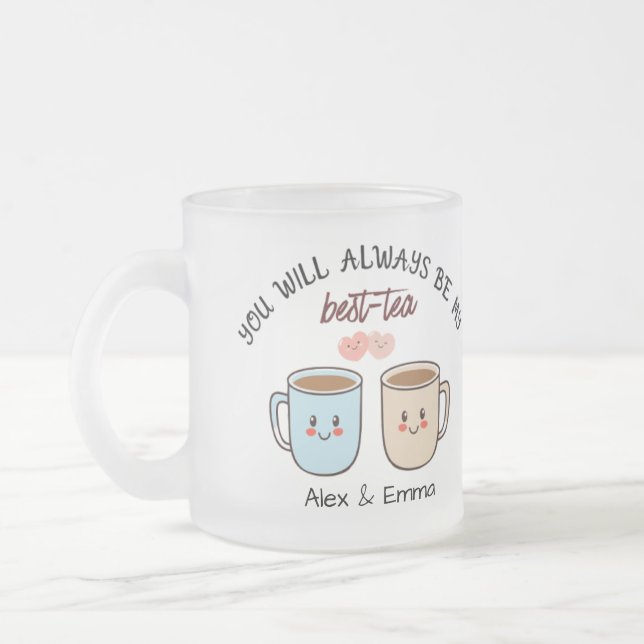 Caneca De Café Vidro Jateado Personalized Best-Tea Couple   (Esquerda)