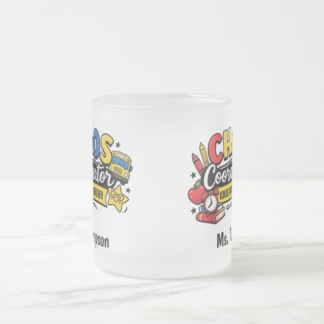 Caneca De Café Vidro Jateado Personalized Chaos  Coordinator Teacher  (Centro)