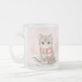Caneca De Café Vidro Jateado Personalized Cute Kitten Winter Mug