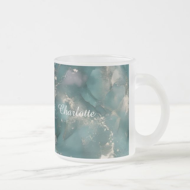 Caneca De Café Vidro Jateado Personalized Luxury Marble Pattern Custom Name  (Direita)