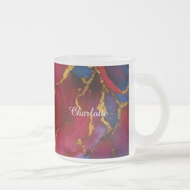 Caneca De Café Vidro Jateado Personalized Luxury Marble Pattern Custom Name Mug (Direita)