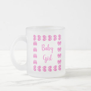 Caneca De Café Vidro Jateado Pés de Coelho de Bebê Menina Rosa Fofa Páscoa Pers