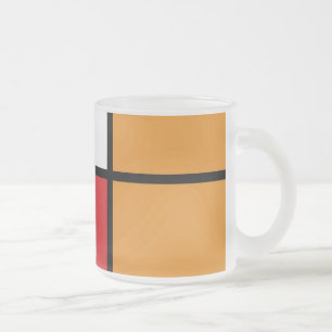Caneca De Café Vidro Jateado Piet Mondrian - Composição com Plano Vermelho Gran