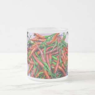 Caneca De Café Vidro Jateado Pimentos-pimentões-de-pássaro
