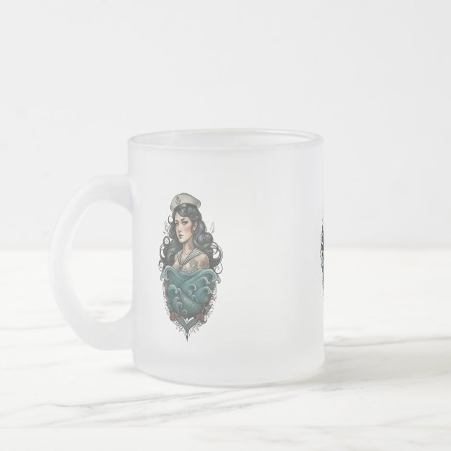 Caneca De Café Vidro Jateado pin up girl glass (Esquerda)