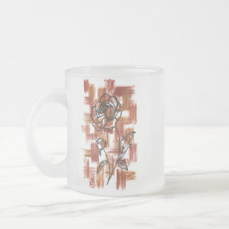 Caneca De Café Vidro Jateado Pinceladas Modernas de Terracota e Rosa de Tinta C