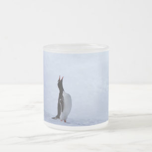 Caneca De Café Vidro Jateado Pinguim Gentoo