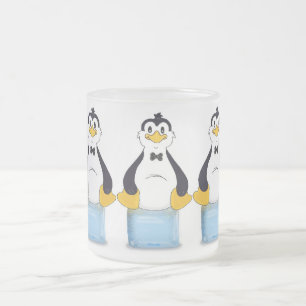 Caneca De Café Vidro Jateado Pinguim no gelo