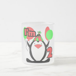 Caneca De Café Vidro Jateado Pinguim sou dois Camisetas e presentes