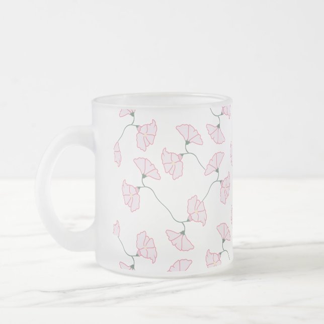 Caneca De Café Vidro Jateado Pink Floral Vines Flowers Mug  (Esquerda)
