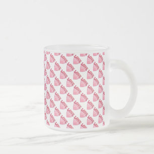 Caneca De Café Vidro Jateado Pink Love Heart Pattern