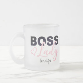 Caneca De Café Vidro Jateado PinkHeart Chefe Personalizado Lady Café