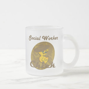 Caneca De Café Vidro Jateado Pintinho 6 do trabalhador social