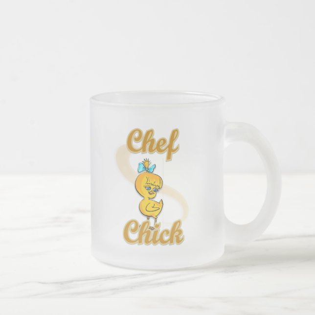 Caneca De Café Vidro Jateado Pintinho Chef (Direita)