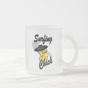 Caneca De Café Vidro Jateado Pintinho de surfe nº 4