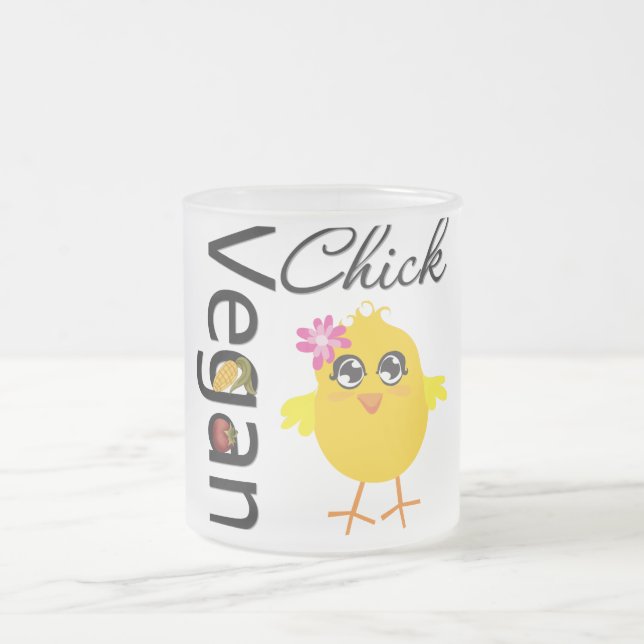 Caneca De Café Vidro Jateado Pintinho do Vegan (Centro)