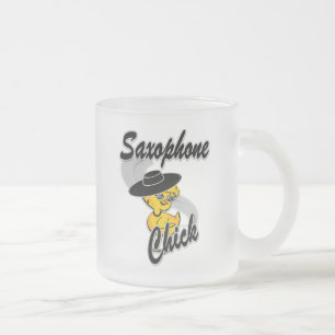 Caneca De Café Vidro Jateado Pintinho Saxofone nº 4