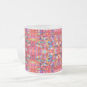 Caneca De Café Vidro Jateado Pintura de ondas abstratas coloridas fofas