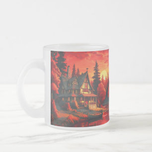 Caneca De Café Vidro Jateado Pintura solar com algodão e lago-66633