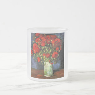Caneca De Café Vidro Jateado Pintura Vintage Van Gogh Flores Vaso em Flor