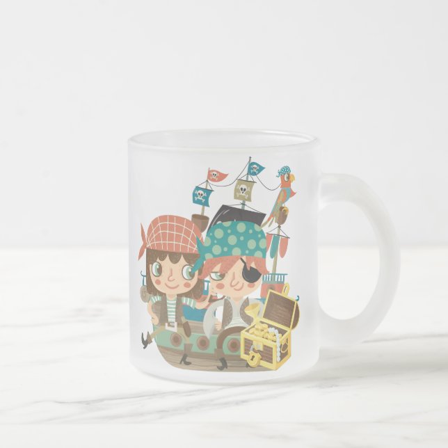 Caneca De Café Vidro Jateado Piratas com tesouro (Direita)