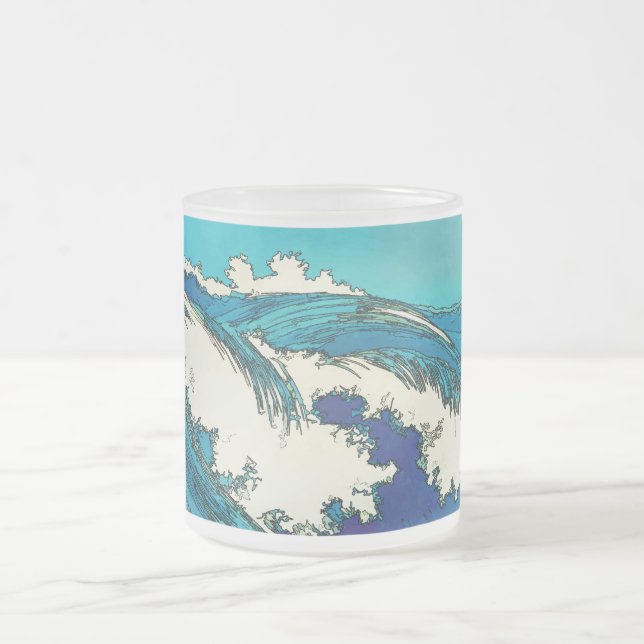 Caneca De Café Vidro Jateado PixDezines konen uehara ondas do oceano, 上原 (Centro)
