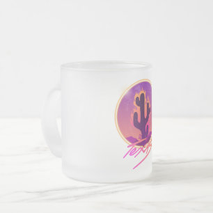CANECA DE CAFÉ VIDRO JATEADO POENTE NEON DO CACTO