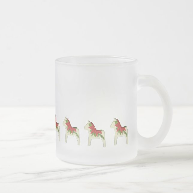 Caneca De Café Vidro Jateado Poinsettia Dala Horse, Caça Quente (Direita)