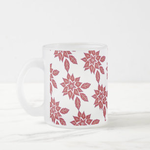 Caneca De Café Vidro Jateado Poinsettia (vermelha)
