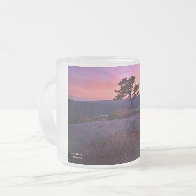 Caneca De Café Vidro Jateado Pôr do sol na montanha Bear (Frente Esquerda)