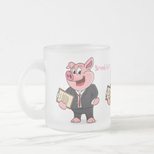 Caneca De Café Vidro Jateado Porco engraçado em desenhos animados