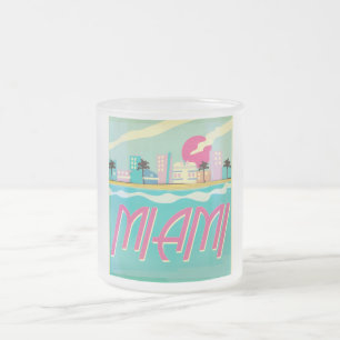 Caneca De Café Vidro Jateado Poster de Miami, nos anos 80