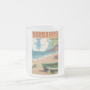 Caneca De Café Vidro Jateado Poster de viagens Barbados