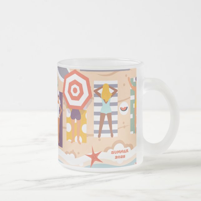 Caneca De Café Vidro Jateado Praia de Verão 2025 (Direita)