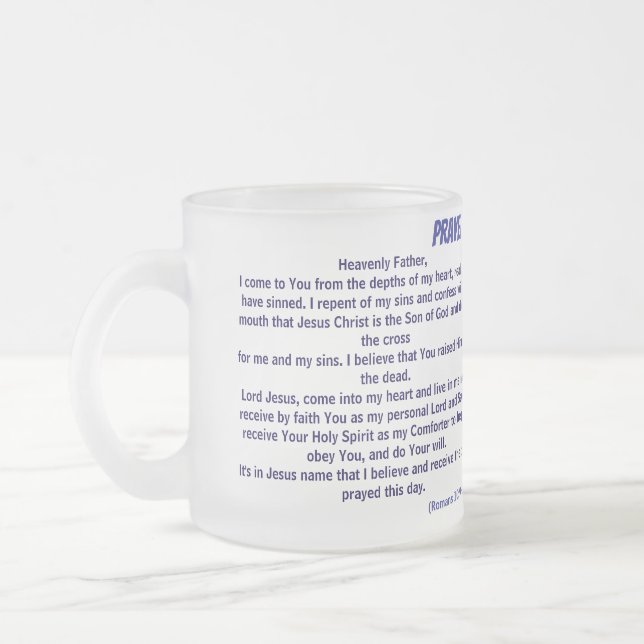 CANECA DE CAFÉ VIDRO JATEADO PRAYER OF SALVATION (Esquerda)